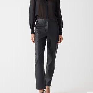 J Crew Pants Womens 6 Black Kate Faux Leather Straight Leg Soft Sleek